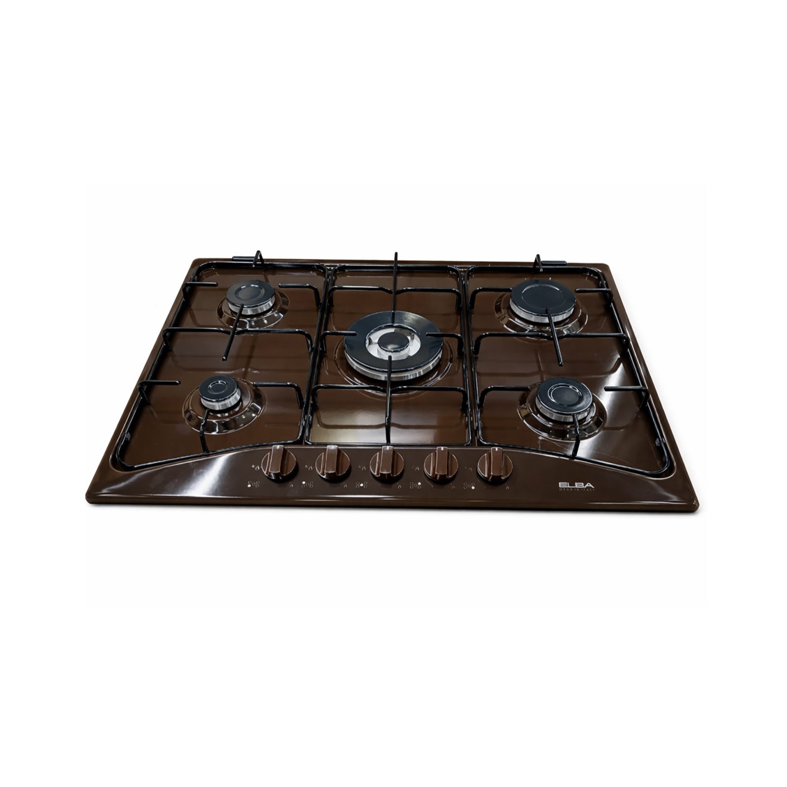 ELBA Hob 70 cm 5 Gas Burners Ignition Enameled Brown ELBA+